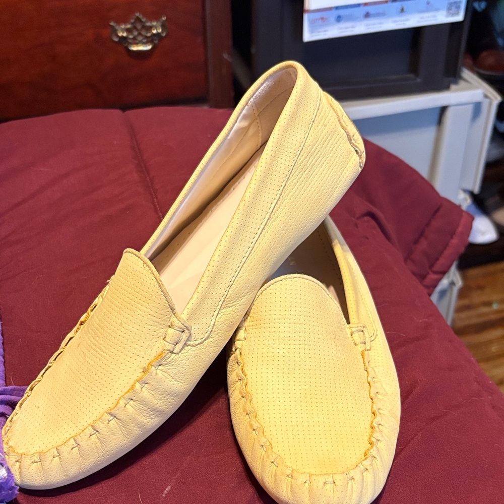 Cole Haan Mustard Perforated Loafers